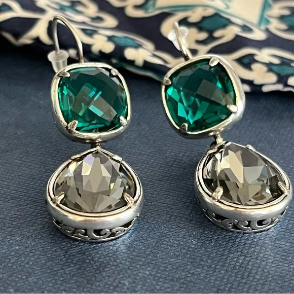 SOLD SOLD Brighton Graceful French Wire Earrings Tear Drop Faceted Swarovski - Picture 5 of 12